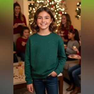 Zara kids green sparkle sweatshirt holidays Xmas 11/12